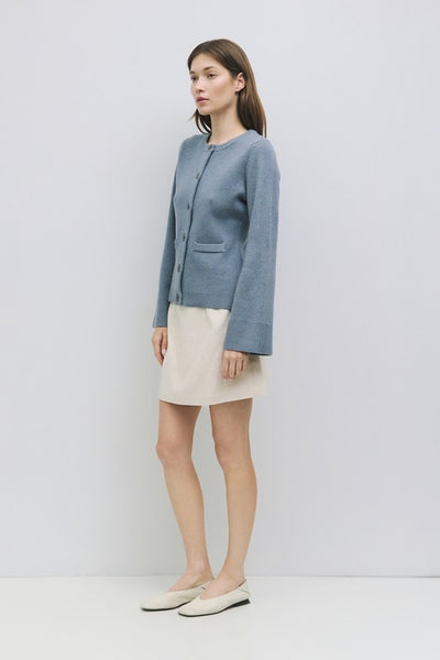 The Tyler Cardigan | Bell Sleeve Buttoned Cardigan - Blue