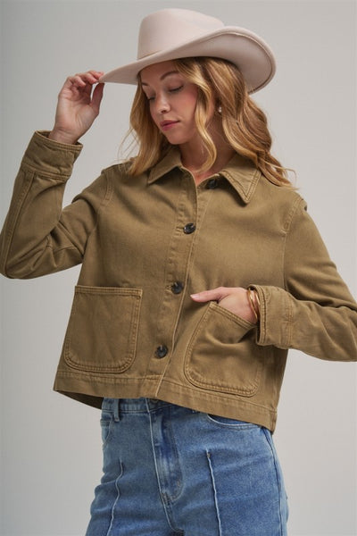 Utility Layering Jacket With Pockets - Vintage Olive