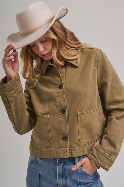 Utility Layering Jacket With Pockets - Vintage Olive
