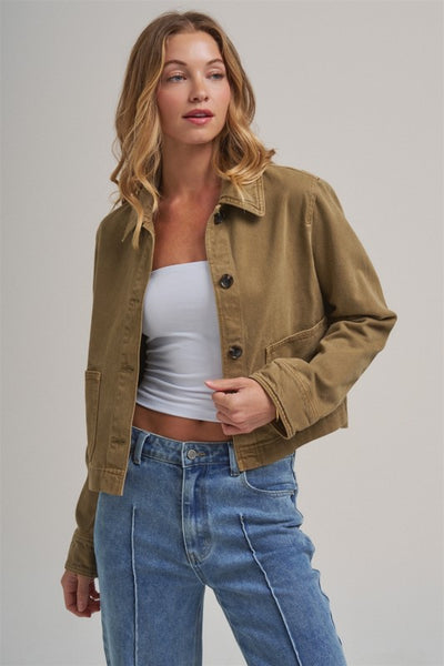 Utility Layering Jacket With Pockets - Vintage Olive