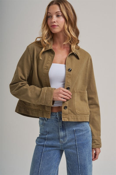 Utility Layering Jacket With Pockets - Vintage Olive
