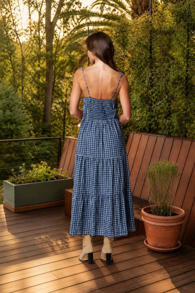 Plaid Tie Front Maxi Dress