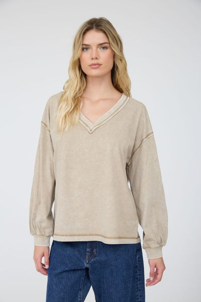Mineral Washed Inverted Seam Long Sleeve T