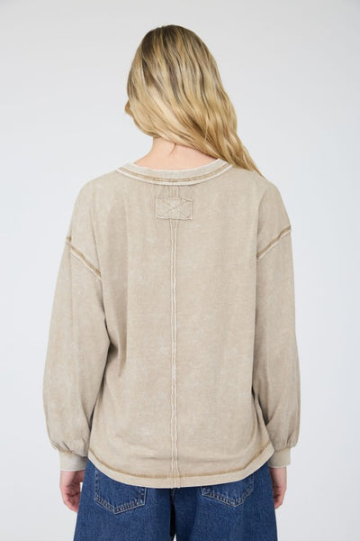 Mineral Washed Inverted Seam Long Sleeve T