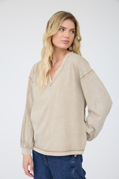 Mineral Washed Inverted Seam Long Sleeve T