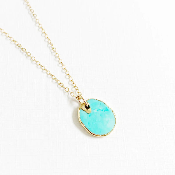 Gold and Turquoise Pendant Necklace