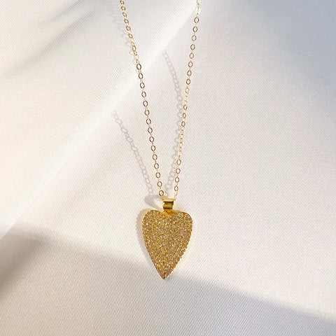 One Love Heart Cz Necklace Gold Filled