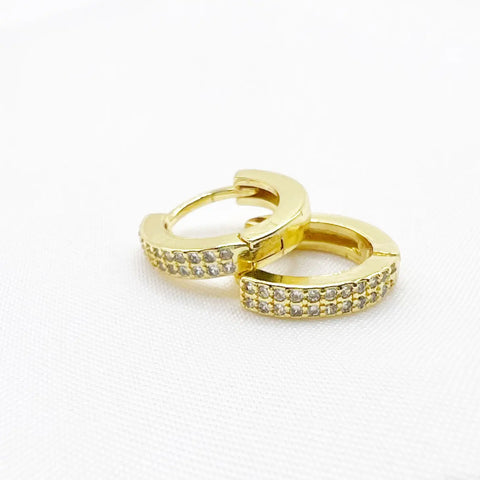 Sparkle Pave Huggie Hoops Earrings Gold Filled