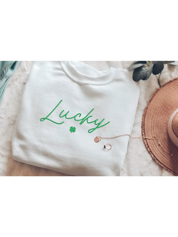 Lucky Embroidered Sweatshirt, St. Patrick's Day