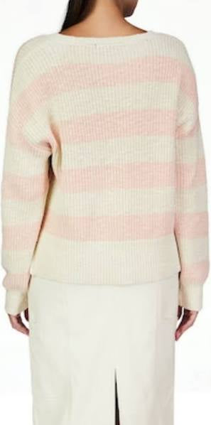 Swoop Neck Sweater - Color: Rose Essence Eco Natural Stripe