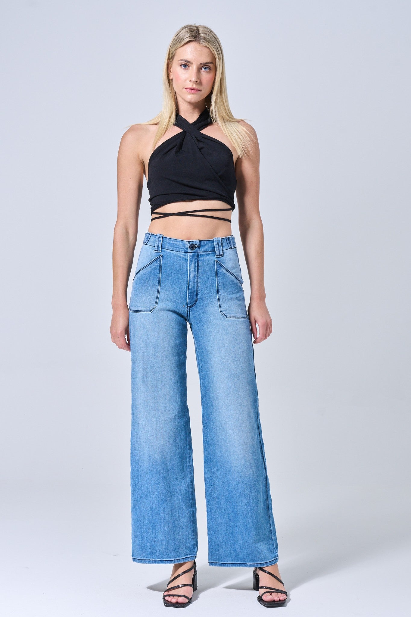 Hannahs High Rise Wide Leg Jean - Welt Back Pockets