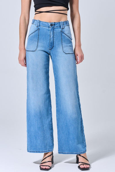 Hannahs High Rise Wide Leg Jean - Welt Back Pockets