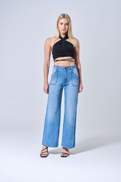 Hannahs High Rise Wide Leg Jean - Welt Back Pockets