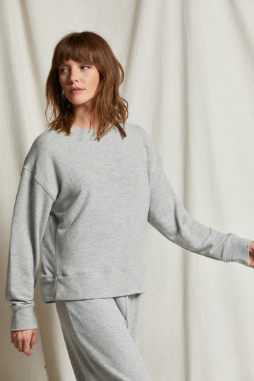 Selma - brushed sweater jersey pullover - Heather Gray