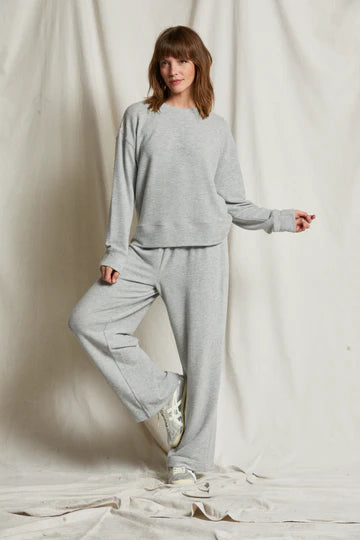 Selma - brushed sweater jersey pullover - Heather Gray