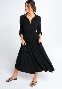 Sandy’s Black Collared Dress with Pockets