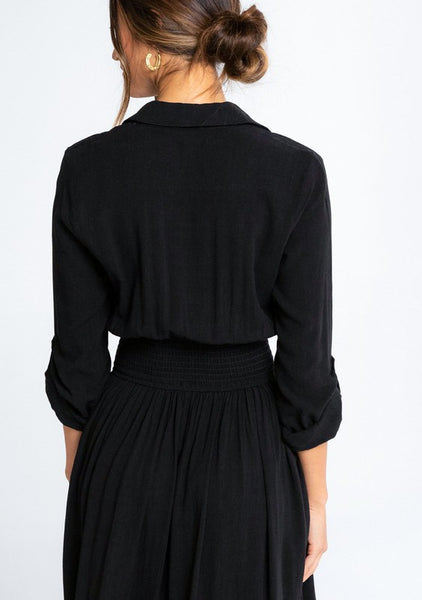 Sandy’s Black Collared Dress with Pockets