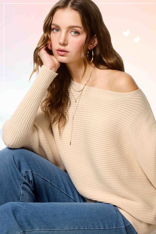 Ribbed Boatneck Super Soft Sweater