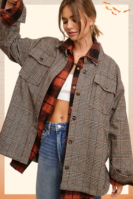 Vintage Inspired Plaid Shacket with Pockets