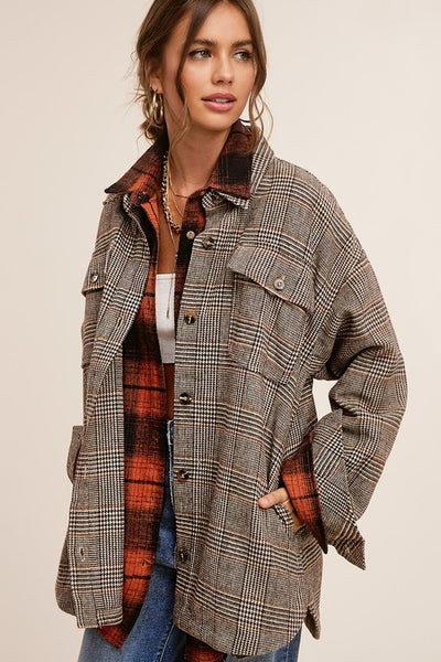 Vintage Inspired Plaid Shacket with Pockets