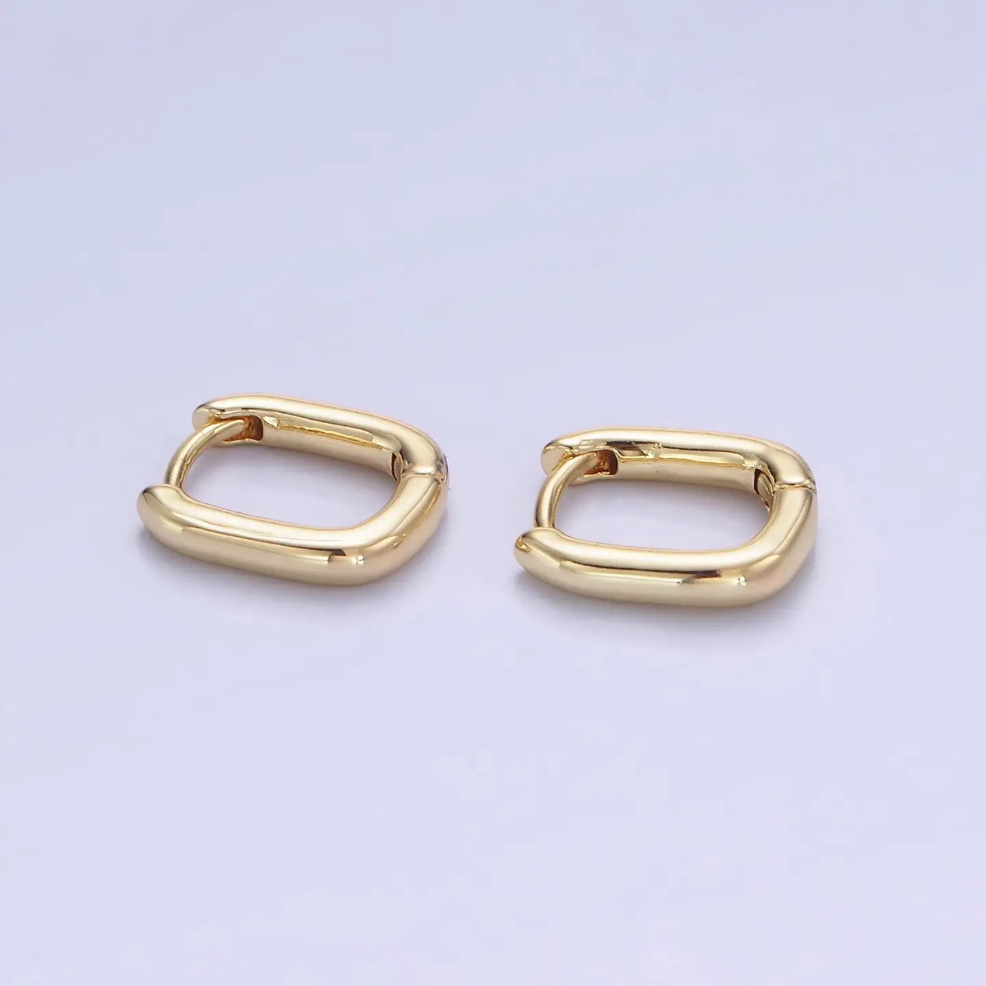 14K Gold Filled 11mm Minimalist Rectangular Huggie Earrings