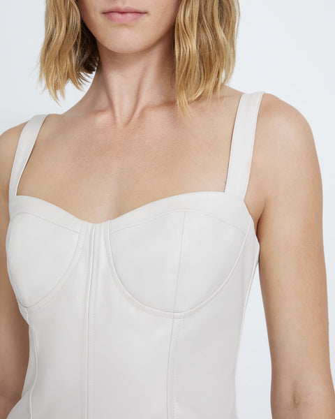 Faux Leather Bustier in Antique White